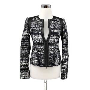 AQUILANO RIMONDI Women's Wool Blend Full Zip‎ Jacket Size 38 Black/White